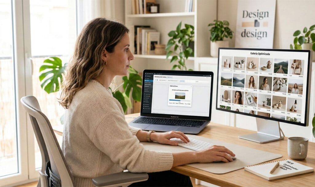 imagen mujer editando relación de aspecto y tamaños de imagenes en Web