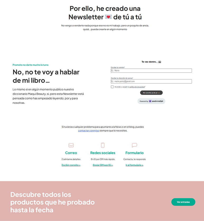 Becauty Newsletter comunidad