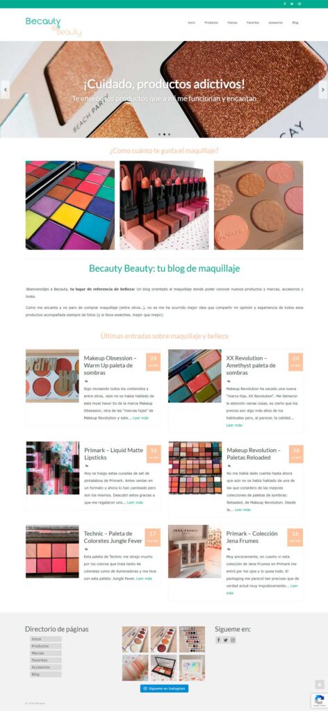 Diseño Web - Blog de maquillaje y belleza Becauty 2020