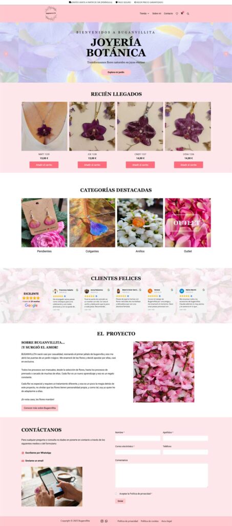 Mantenimiento Web - Tienda Online de artesanía, inicio