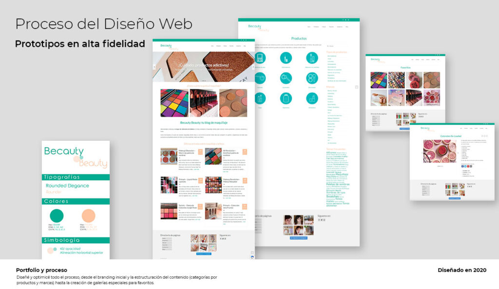 Proceso de Diseño Web - Prototipos en alta fidelidad blog maquillaje