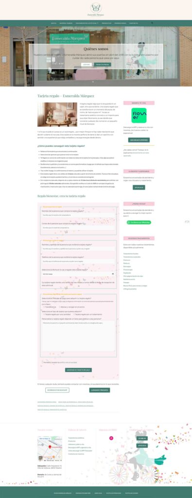 Rediseño Web - Página profesional y tarjeta regalo para centro de estética