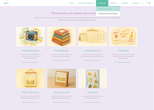 Rediseño pagina Web profesional productos personalizados