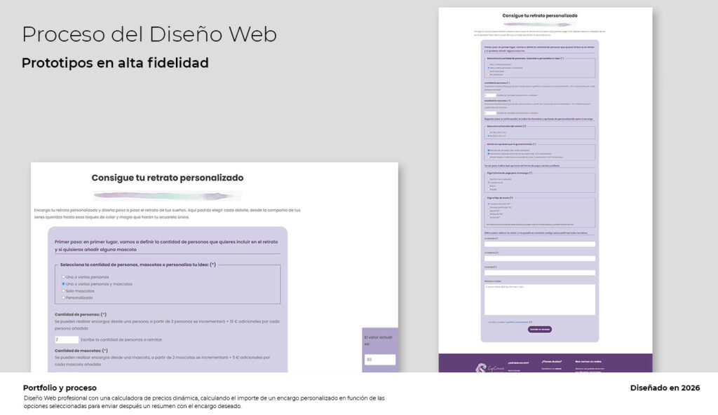 Resultado del proceso de prototipos en alta fidelidad - Calculadora de precios personalizada