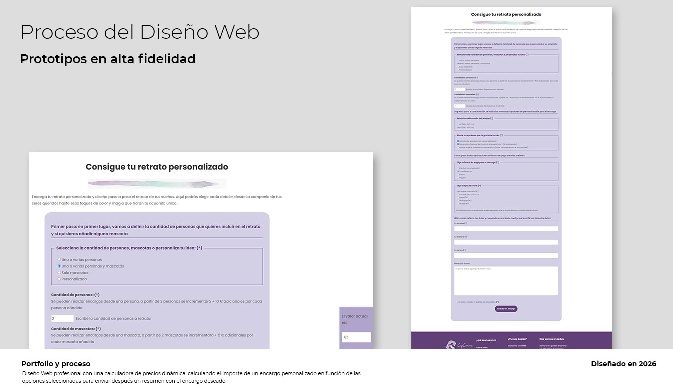 Resultado del proceso de prototipos en alta fidelidad - Calculadora de precios personalizada