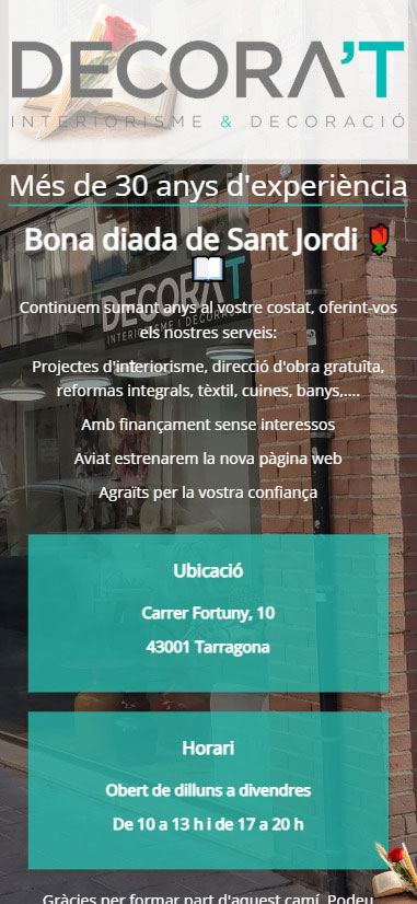 Diseño Web - Página One Page pagina aterrizaje Sant Jordi